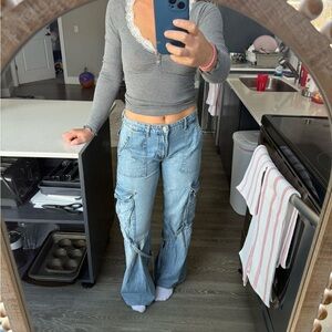 Zara cargo low rise jeans